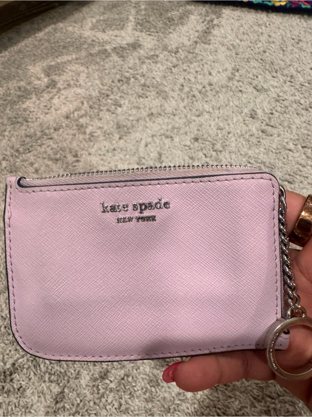 kate spade Light Pink Zip Card Wallet with Key Ring